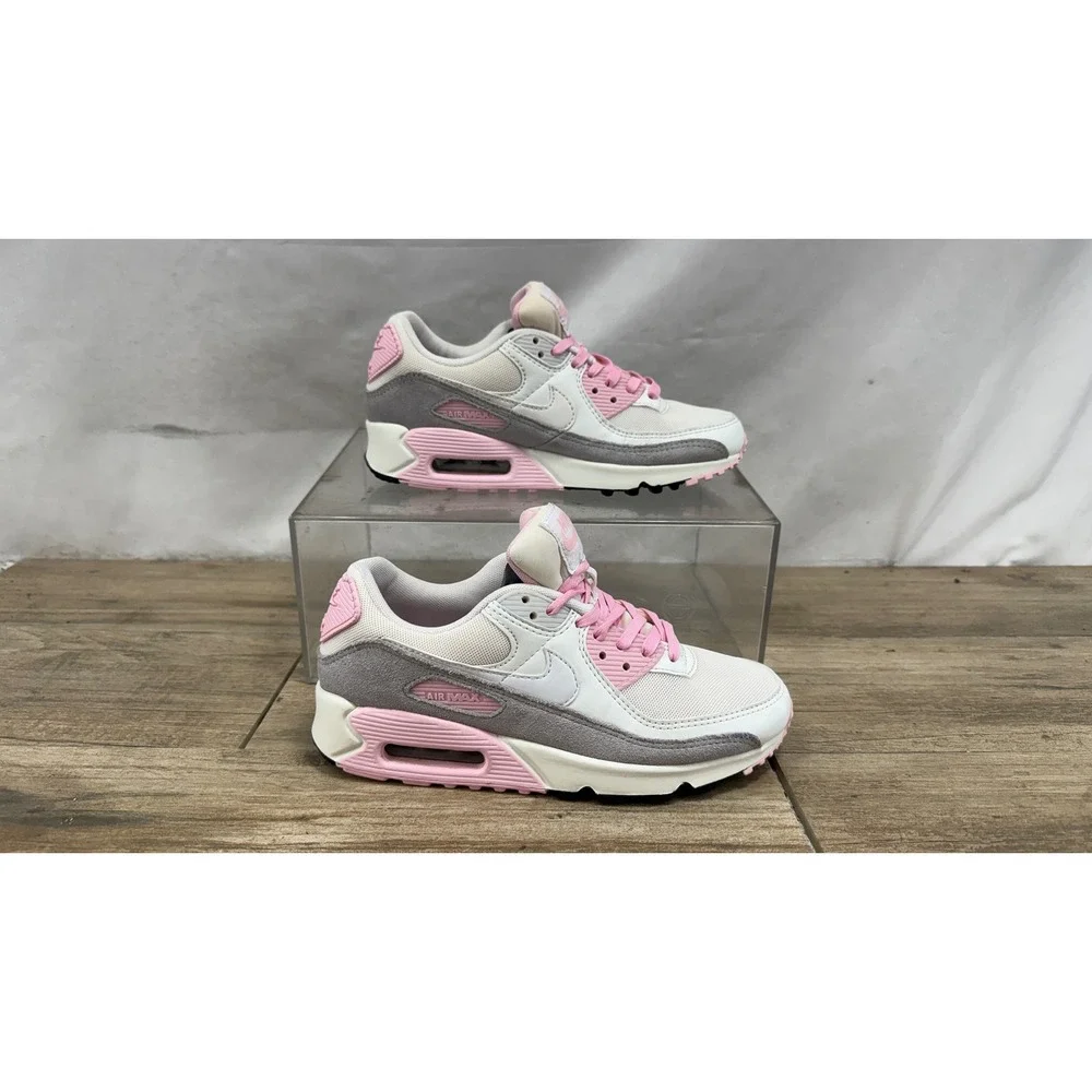 Nike Air Max 90 White Pink Grey Womens Sneakers FN0489-100 Size 6.5